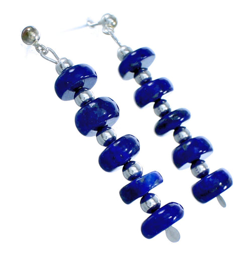 Sterling Silver And Lapis Bead Post Dangle Earrings DX116685